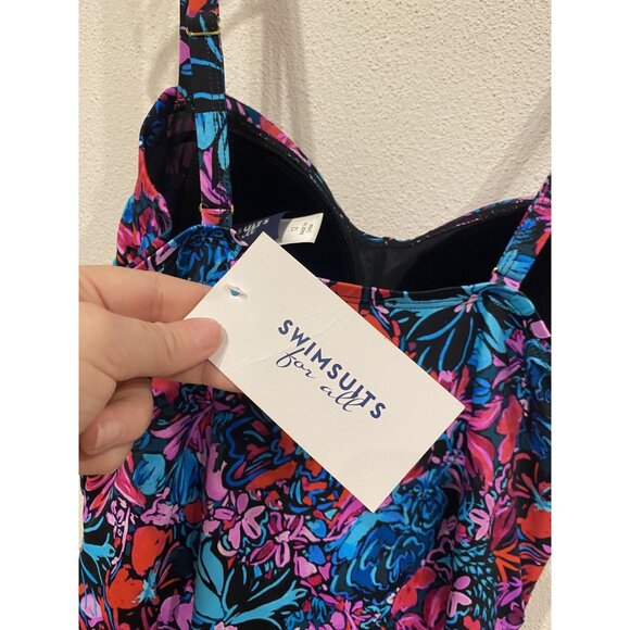 Swimsuits For All One Piece Swimsuit Womens 12 Multicolor Floral Ruched New NWT - Picture 4 of 6